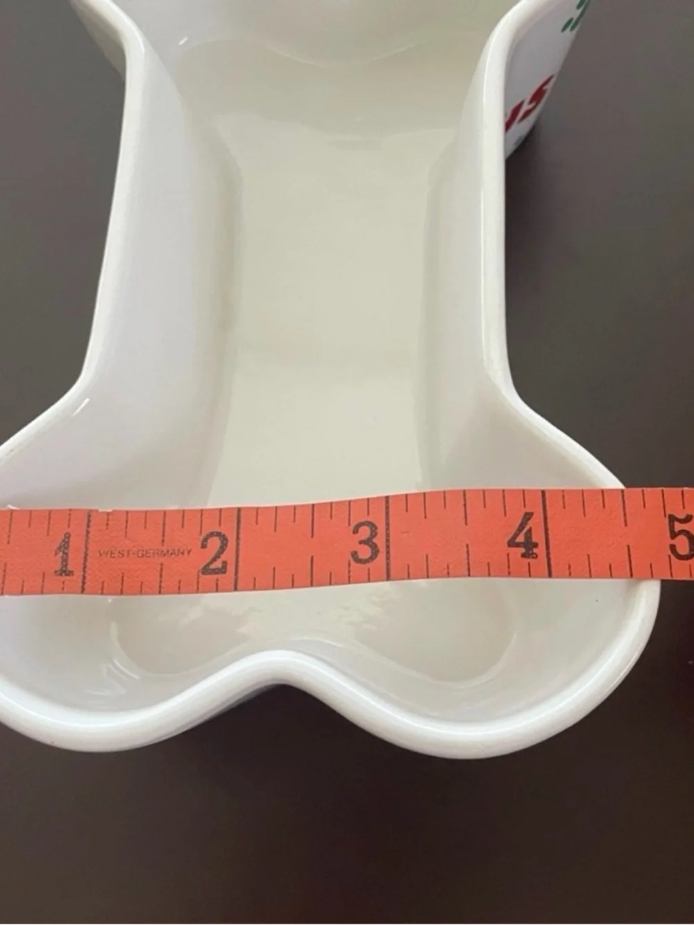 Santa Paws Ceramic Bone Pet Bowl - White with Red and Green